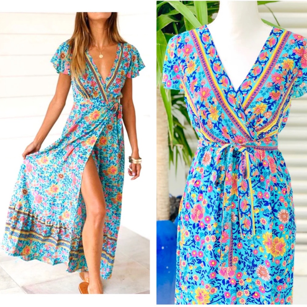 PrettyGarden brand floral print maxi boho dress Size S, sz Small - Picture 3 of 5